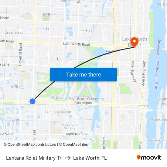 Lantana Rd at  Military Trl to Lake Worth, FL map