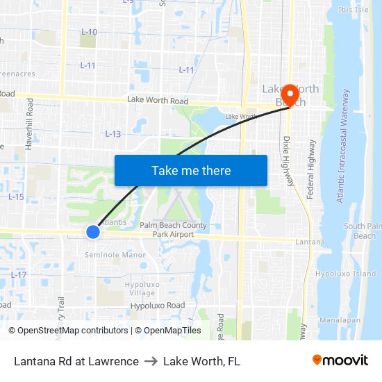 Lantana Rd at Lawrence to Lake Worth, FL map