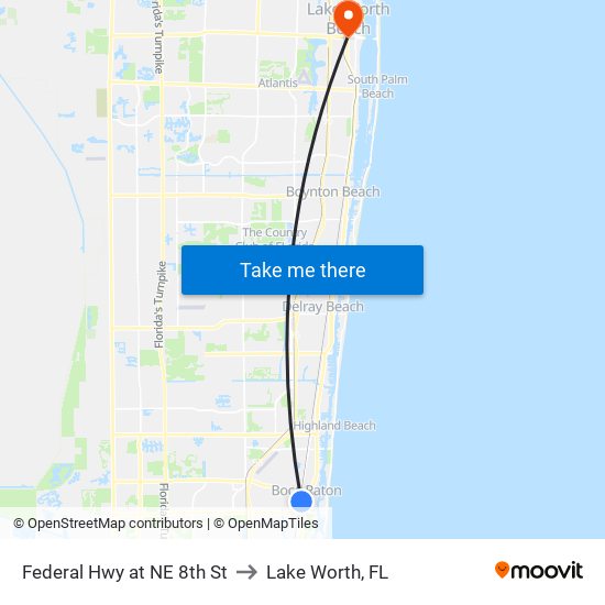 FEDERAL HWY at NE 8TH ST to Lake Worth, FL map