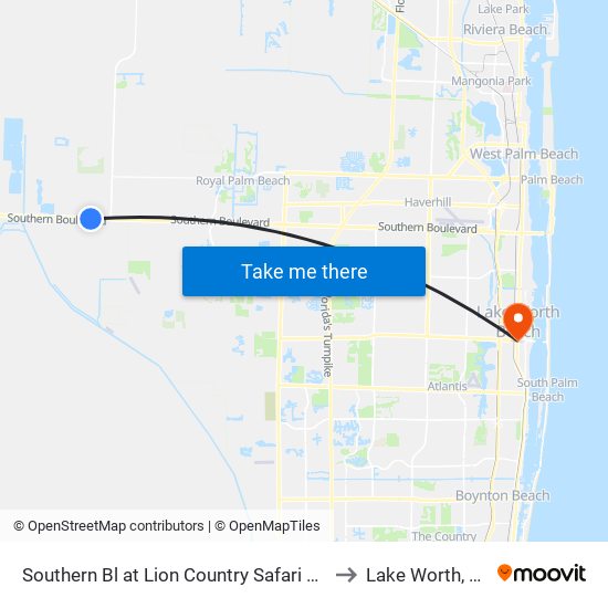 SOUTHERN BL at LION COUNTRY SAFARI RD to Lake Worth, FL map