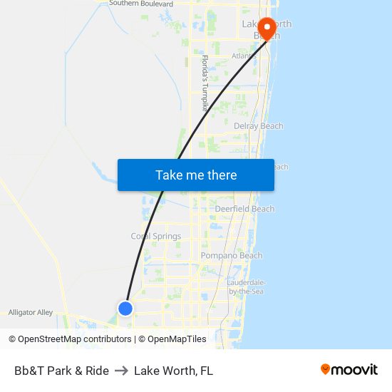 BB&T Park & Ride to Lake Worth, FL map