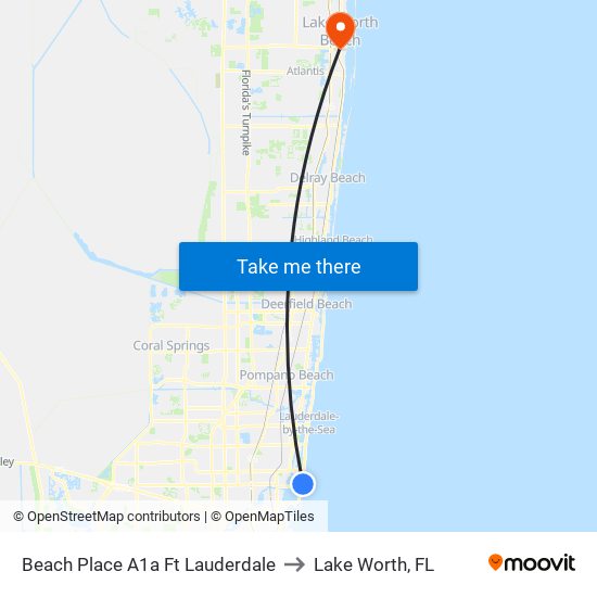 Beach Place A1a Ft Lauderdale to Lake Worth, FL map