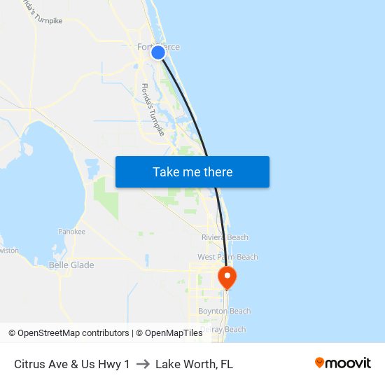 Citrus Ave & Us Hwy 1 to Lake Worth, FL map
