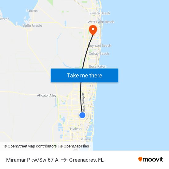 Miramar Pkw/Sw 67 A to Greenacres, FL map