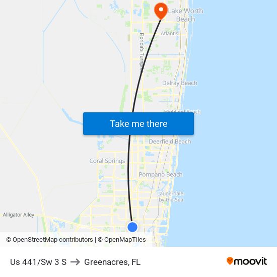 Us 441/Sw 3 S to Greenacres, FL map