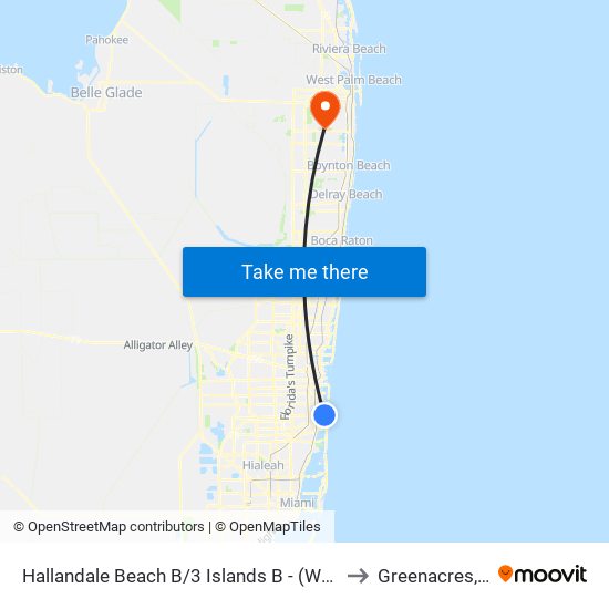 HALLANDALE BEACH B/3 ISLANDS B - (W-MART) to Greenacres, FL map