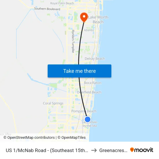 US 1/McNab Road - (Southeast 15th Street) to Greenacres, FL map