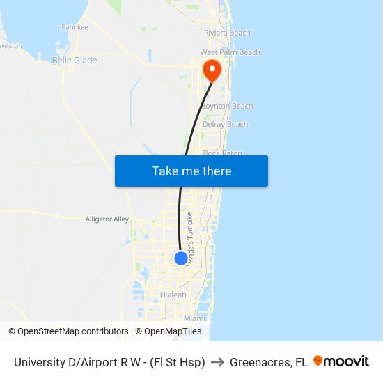 University D/Airport R W - (Fl St Hsp) to Greenacres, FL map