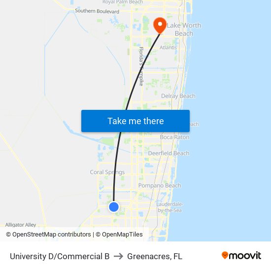 University D/Commercial B to Greenacres, FL map