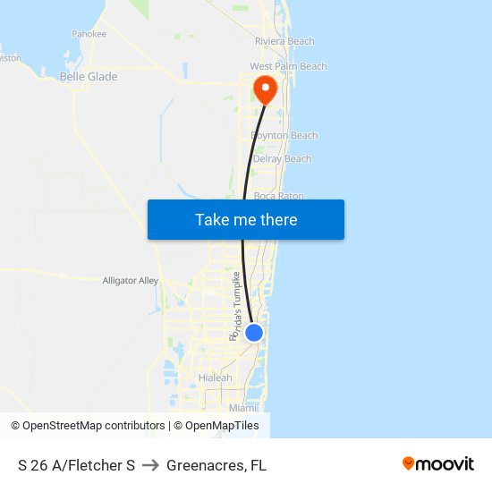 S 26 A/Fletcher S to Greenacres, FL map