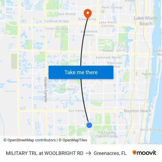 MILITARY TRL at  WOOLBRIGHT  RD to Greenacres, FL map