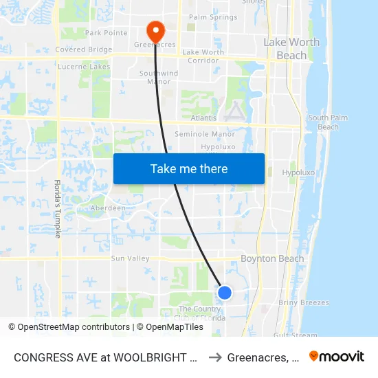 CONGRESS AVE at  WOOLBRIGHT RD to Greenacres, FL map