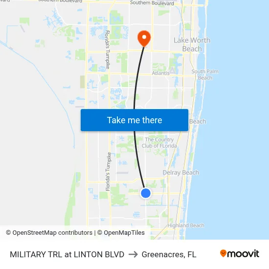 MILITARY TRL at  LINTON BLVD to Greenacres, FL map