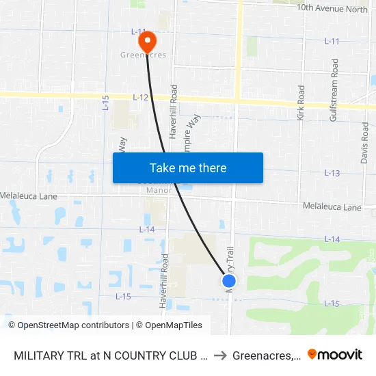 MILITARY TRL at N COUNTRY CLUB BLVD to Greenacres, FL map