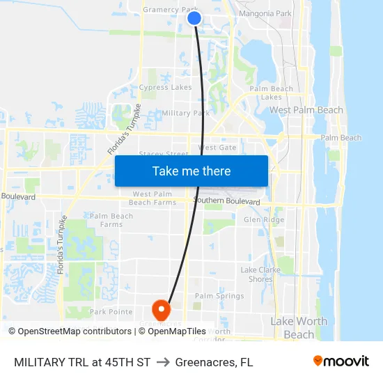 MILITARY TRL at 45TH ST to Greenacres, FL map