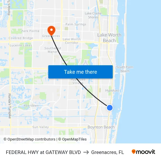 FEDERAL HWY at GATEWAY BLVD to Greenacres, FL map