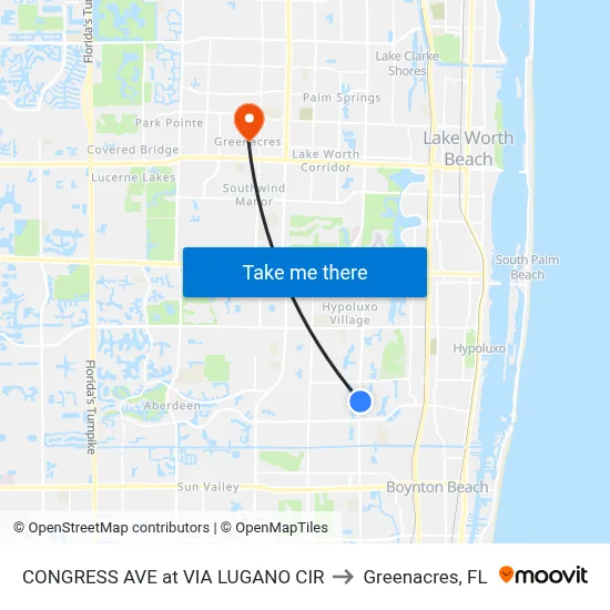 CONGRESS AVE at VIA LUGANO CIR to Greenacres, FL map