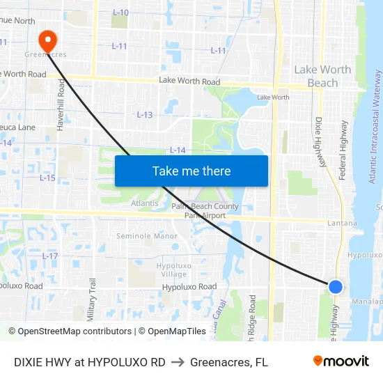 DIXIE HWY at HYPOLUXO RD to Greenacres, FL map