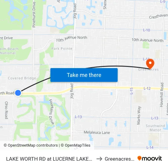 LAKE WORTH RD at LUCERNE LAKES BLVD to Greenacres, FL map