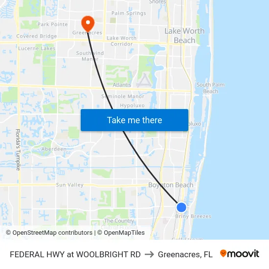 FEDERAL HWY at WOOLBRIGHT RD to Greenacres, FL map
