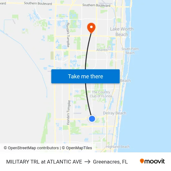 MILITARY TRL at  ATLANTIC AVE to Greenacres, FL map