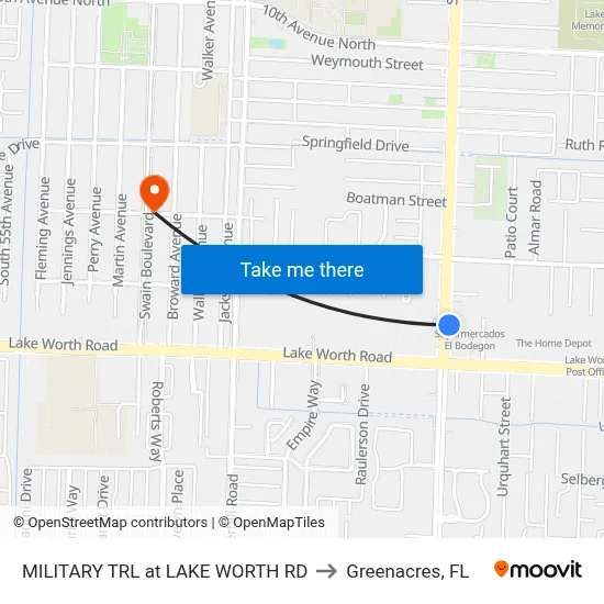 MILITARY TRL at LAKE WORTH RD to Greenacres, FL map