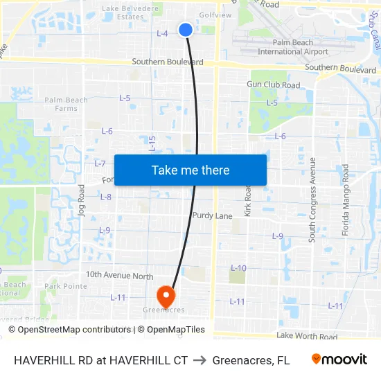 HAVERHILL RD at HAVERHILL CT to Greenacres, FL map