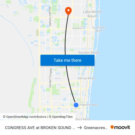 CONGRESS AVE at BROKEN SOUND PKWY to Greenacres, FL map