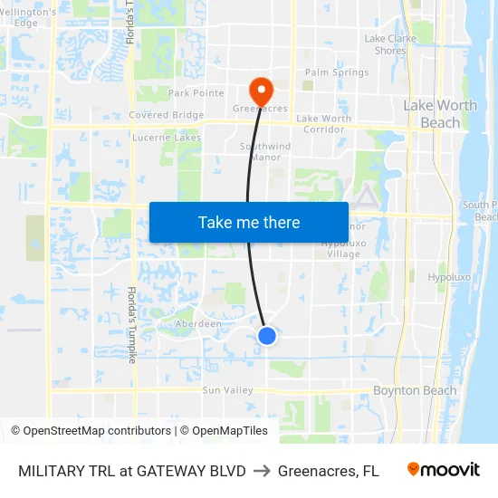 MILITARY TRL at  GATEWAY BLVD to Greenacres, FL map