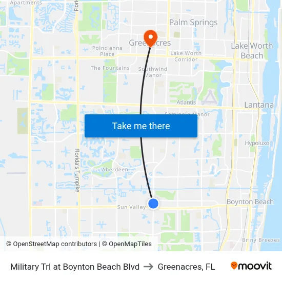 Military Trl at Boynton Beach Blvd to Greenacres, FL map