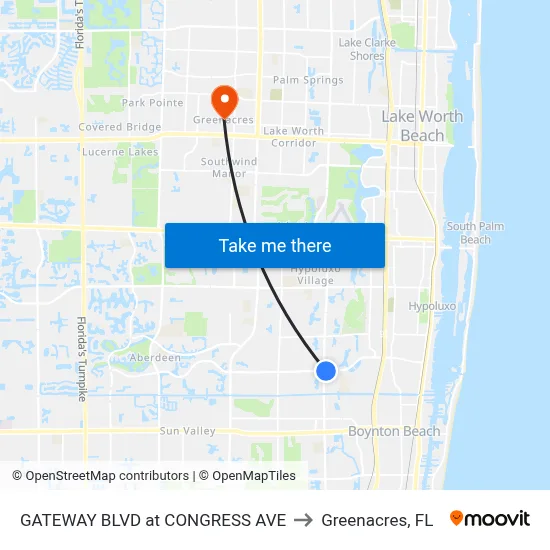 GATEWAY BLVD at  CONGRESS AVE to Greenacres, FL map