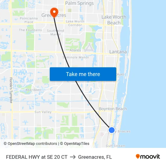 FEDERAL HWY at SE 20 CT to Greenacres, FL map