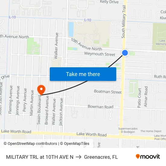 MILITARY TRL at 10TH AVE N to Greenacres, FL map
