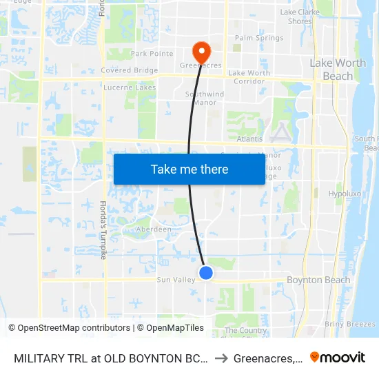 MILITARY TRL at  OLD BOYNTON BCH RD to Greenacres, FL map