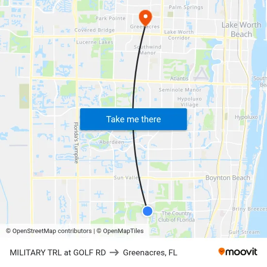 MILITARY TRL at  GOLF RD to Greenacres, FL map