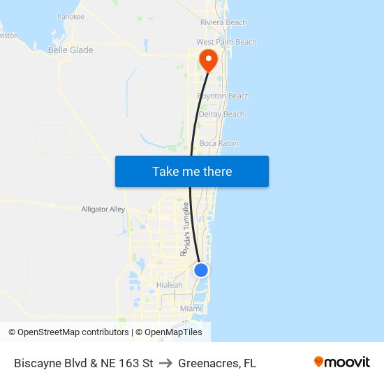 Biscayne Blvd & NE 163 St to Greenacres, FL map