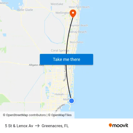 5 St & Lenox Av to Greenacres, FL map