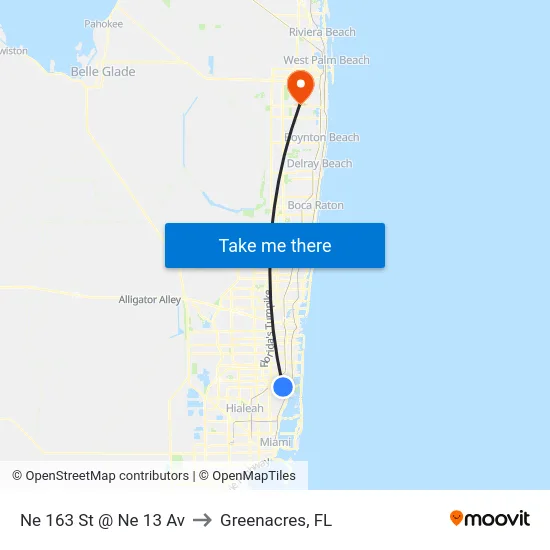 Ne 163 St @ Ne 13 Av to Greenacres, FL map