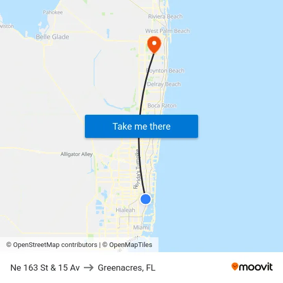 Ne 163 St & 15 Av to Greenacres, FL map