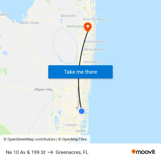 Ne 10 Av & 199 St to Greenacres, FL map