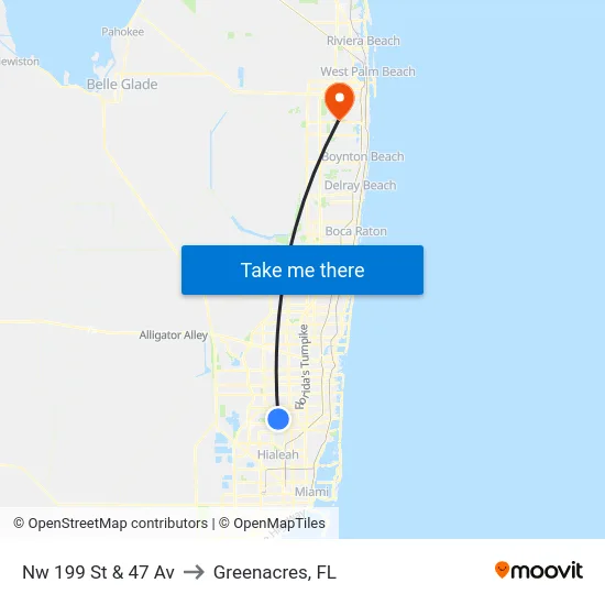 Nw 199 St & 47 Av to Greenacres, FL map