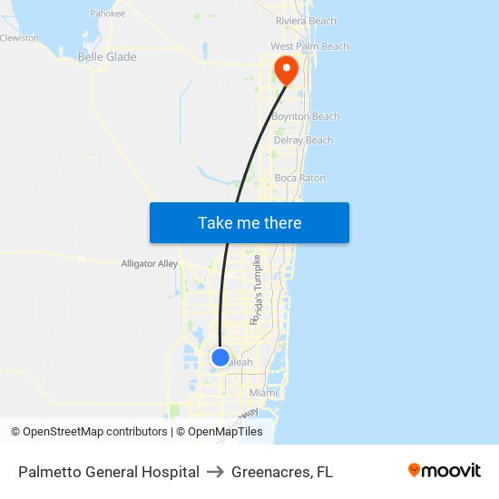 Palmetto General Hospital to Greenacres, FL map