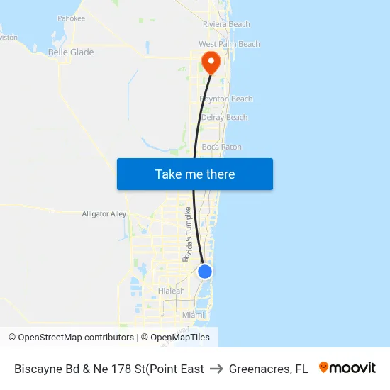 Biscayne Bd & Ne 178 St(Point East to Greenacres, FL map