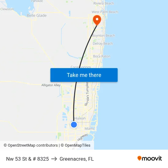 Nw 53 St & # 8325 to Greenacres, FL map