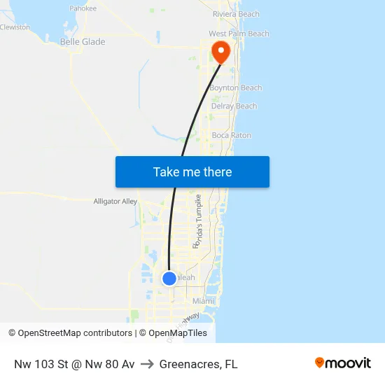 Nw 103 St @ Nw 80 Av to Greenacres, FL map