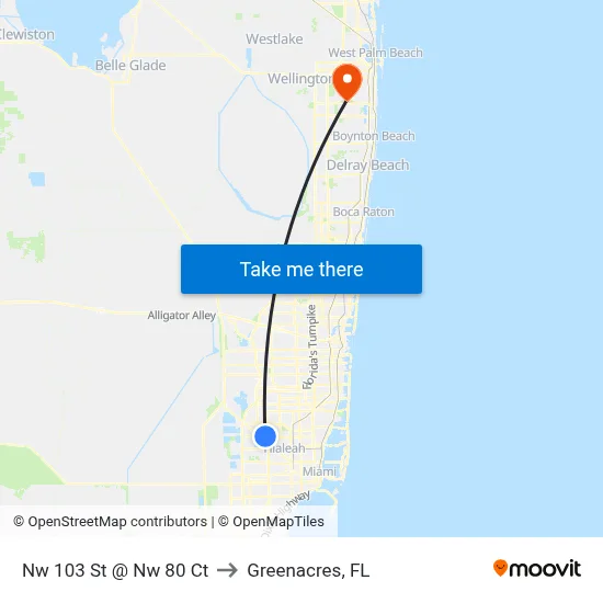 Nw 103 St @ Nw 80 Ct to Greenacres, FL map