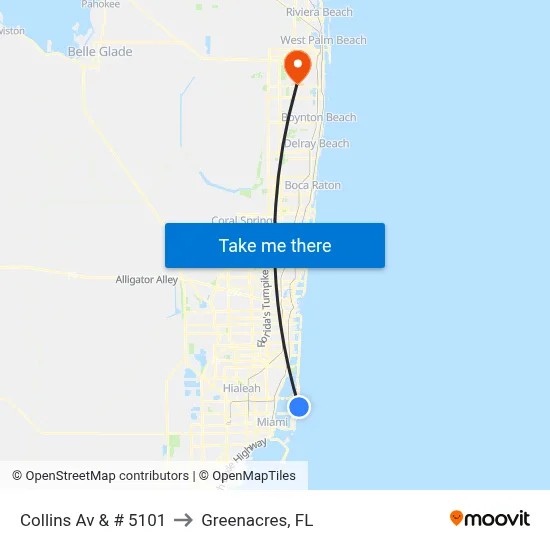 Collins Av & # 5101 to Greenacres, FL map