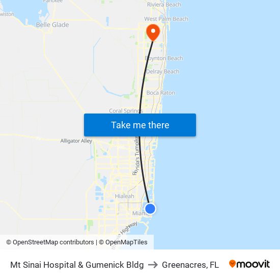 Mt Sinai Hospital & Gumenick Bldg to Greenacres, FL map