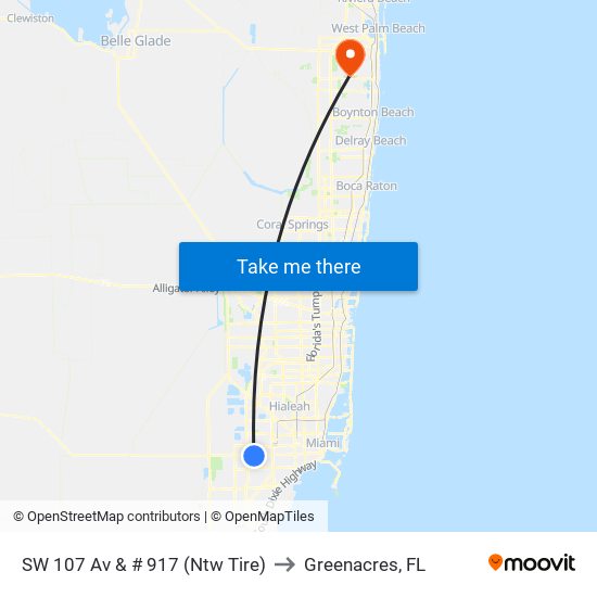 SW 107 Av & # 917 (Ntw Tire) to Greenacres, FL map