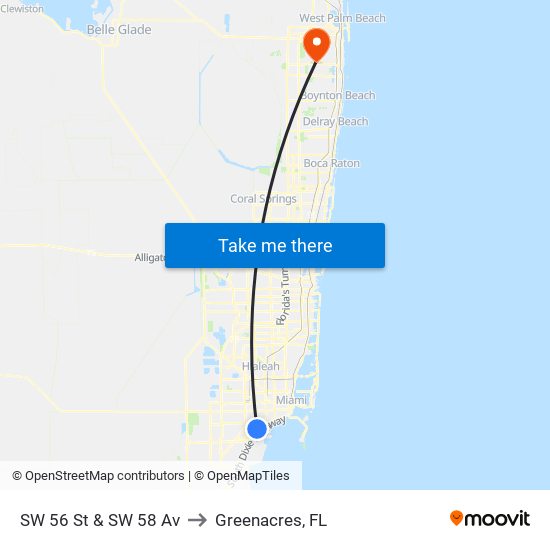 SW 56 St & SW 58 Av to Greenacres, FL map